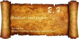 Radler Heliodor névjegykártya